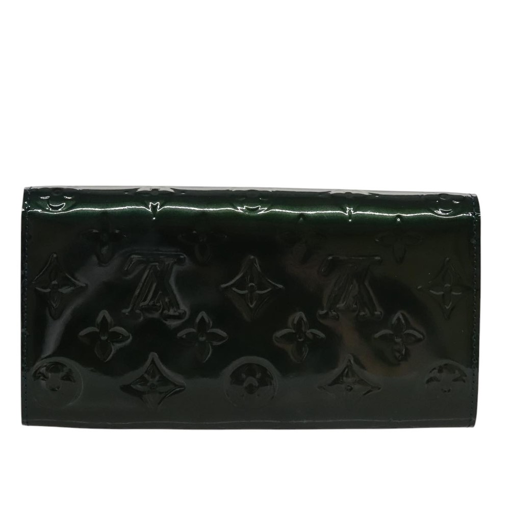 LOUIS VUITTON Vernis Portefeiulle Sarah Long Wallet Bluenuit M93667 Auth 107764V